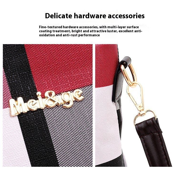 Andralyn New Plaid Six Piece Set Mother Tote Bag Contrasting Color Trend One Shoulder Handbag Women's Handbag Key Bag_voghion.com