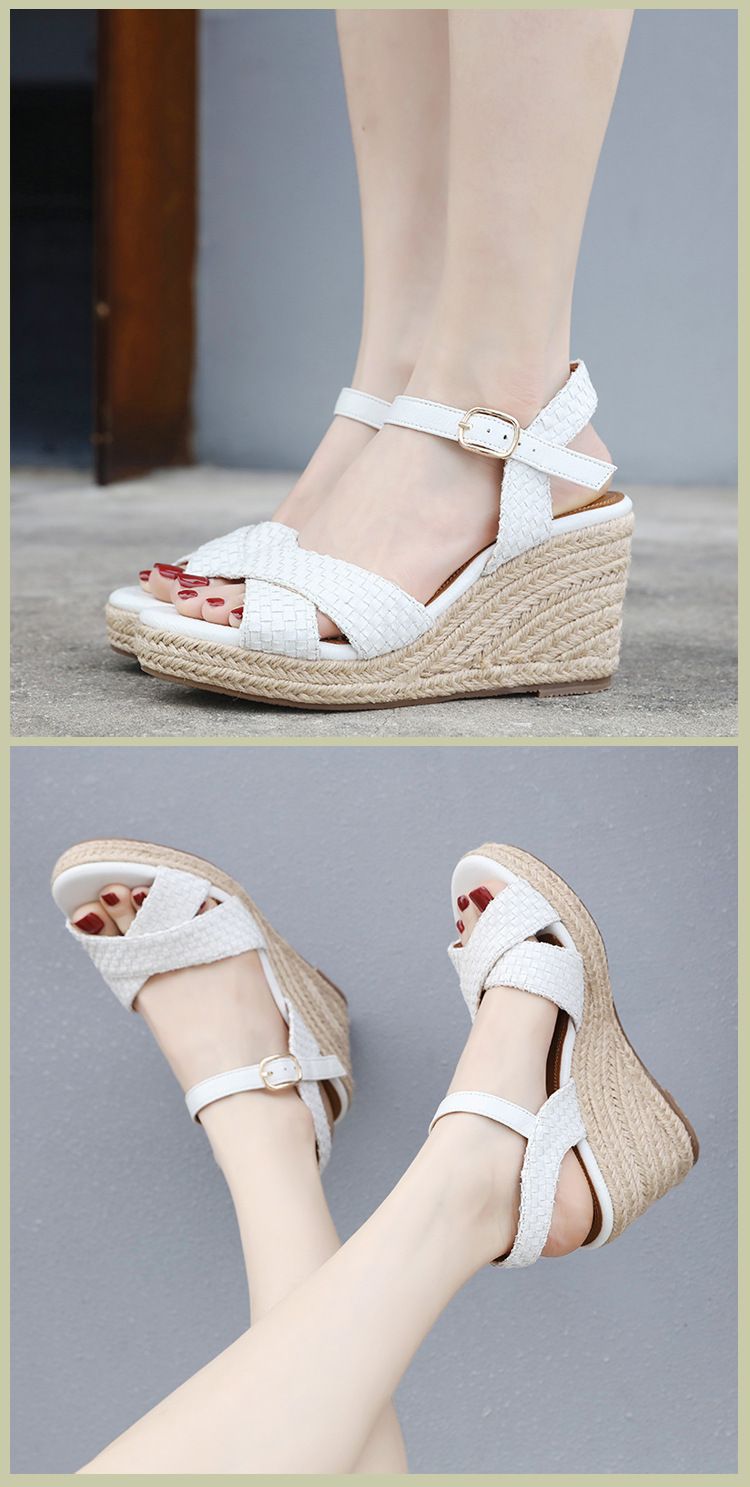 ALM2024-2 Sommer 2024 Mode Damen gewebte Sandalen mit großem Hangabsatz Strandschuhe_voghion.com