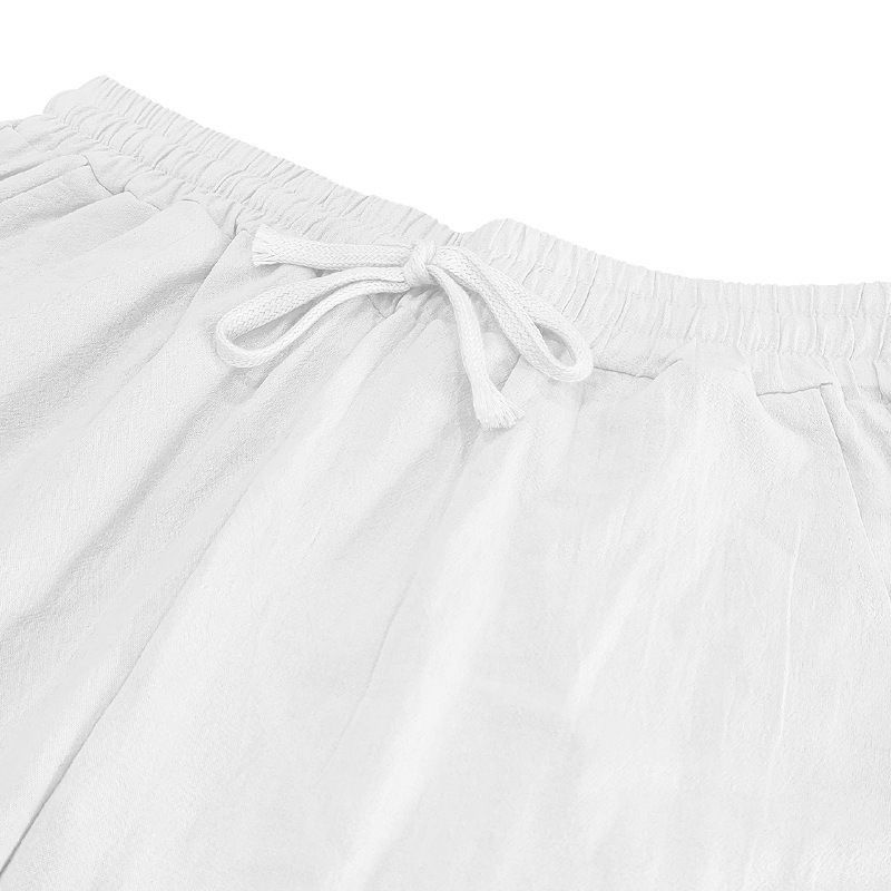 Cargoshorts voor heren met meerdere zakken en trekkoord - Ademende zomershorts van linnen en katoen voor strand, wandelen en vrijetijdskleding_voghion.com