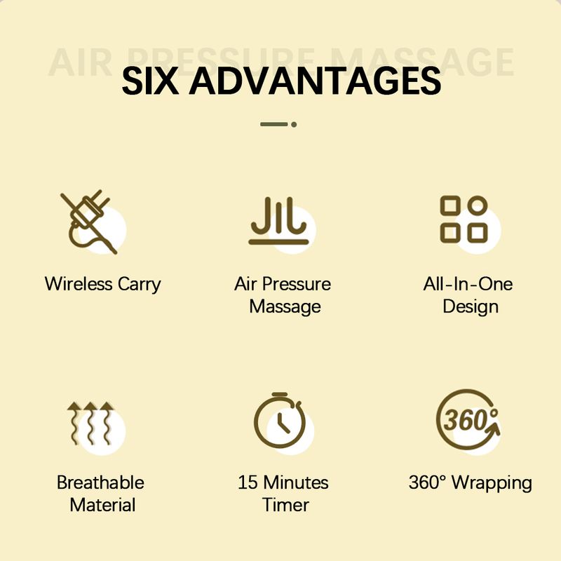 Massaggiatore elettrico wireless a compressione per gambe con vibrazione a 3 modalità, massaggio a pressione d'aria per i piedi_voghion.com