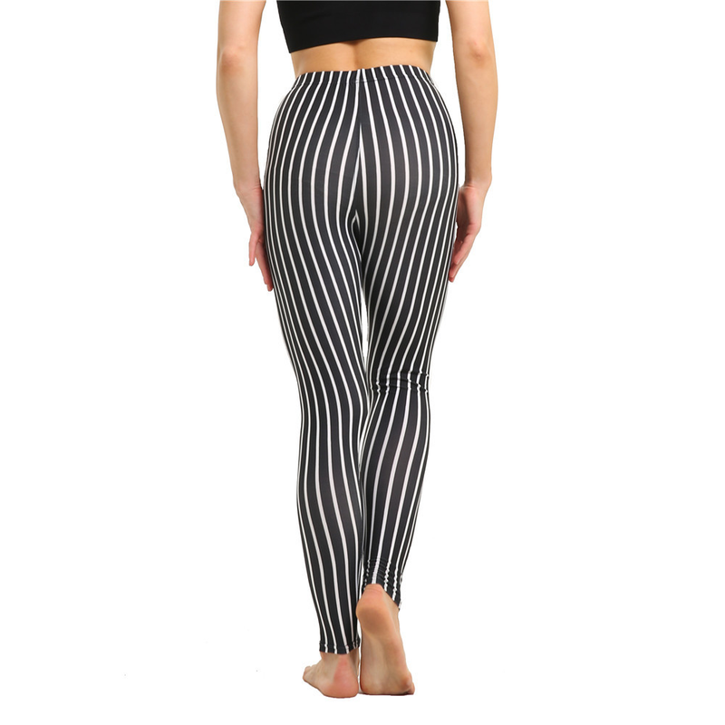 Leggings sportivi elastici a nove punti con stampa scozzese a righe alla moda da donna_voghion.com
