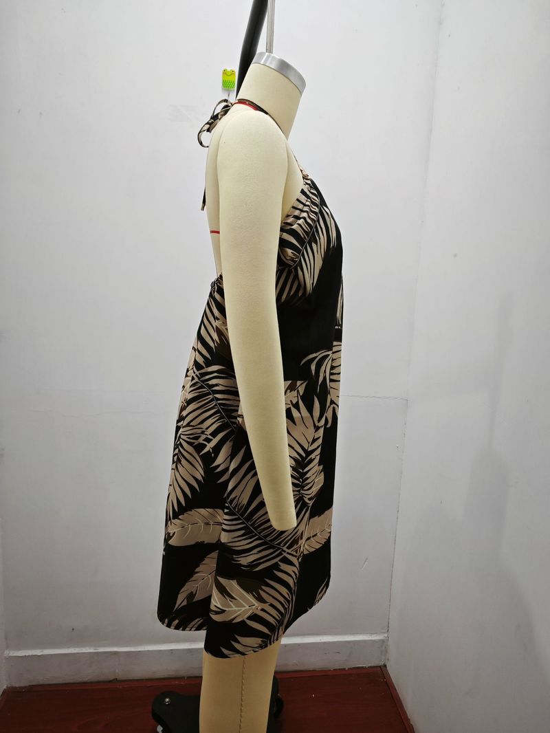 2025 Summer Printed Shoulder Hanging Neck Strap Loose Women's Dress For Women_voghion.com