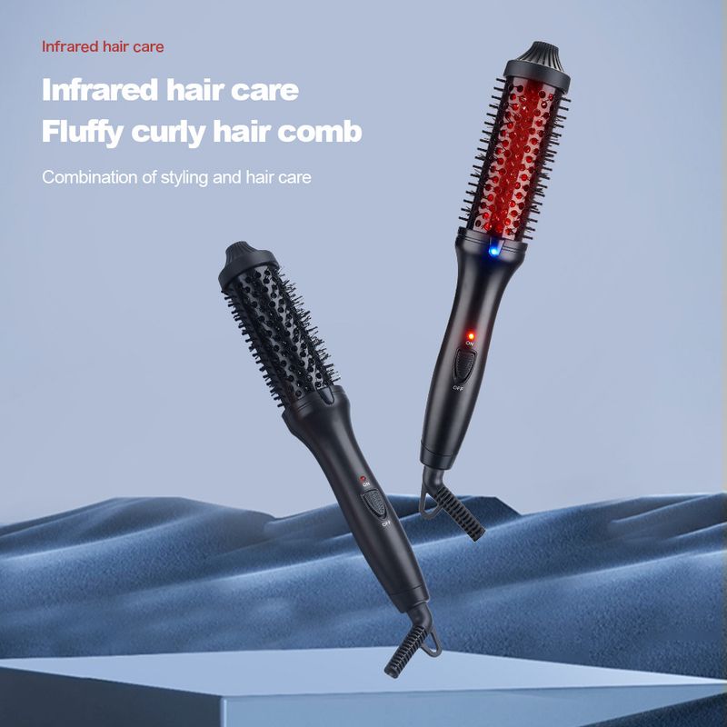 Infrarot-Haarstyling-Glättungsbürste mit Volumeneffekt, multifunktionaler Lockenstab, elektrischer Kamm_voghion.com