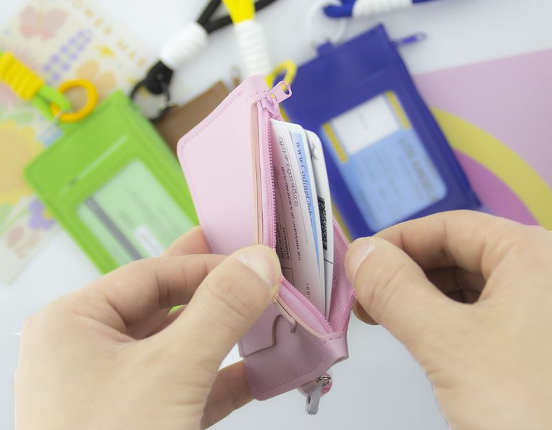 Cute Solid Color Dopamine Holder Coin Purse Handheld Lanyard Portable Card Case Unisex Zipper Leather Small Bag Foreign_voghion.com