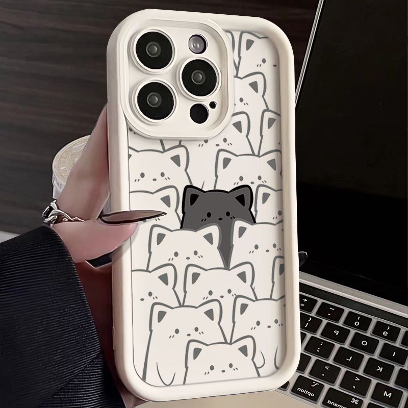 Cute Full Cat Phone Case For Xiaomi 14T 13T 15 Pro Poco F6 M6 C75 Pro Redmi Note 14 Pro Plus 14C Cartoon Shockproof Bumper Cover_voghion.com