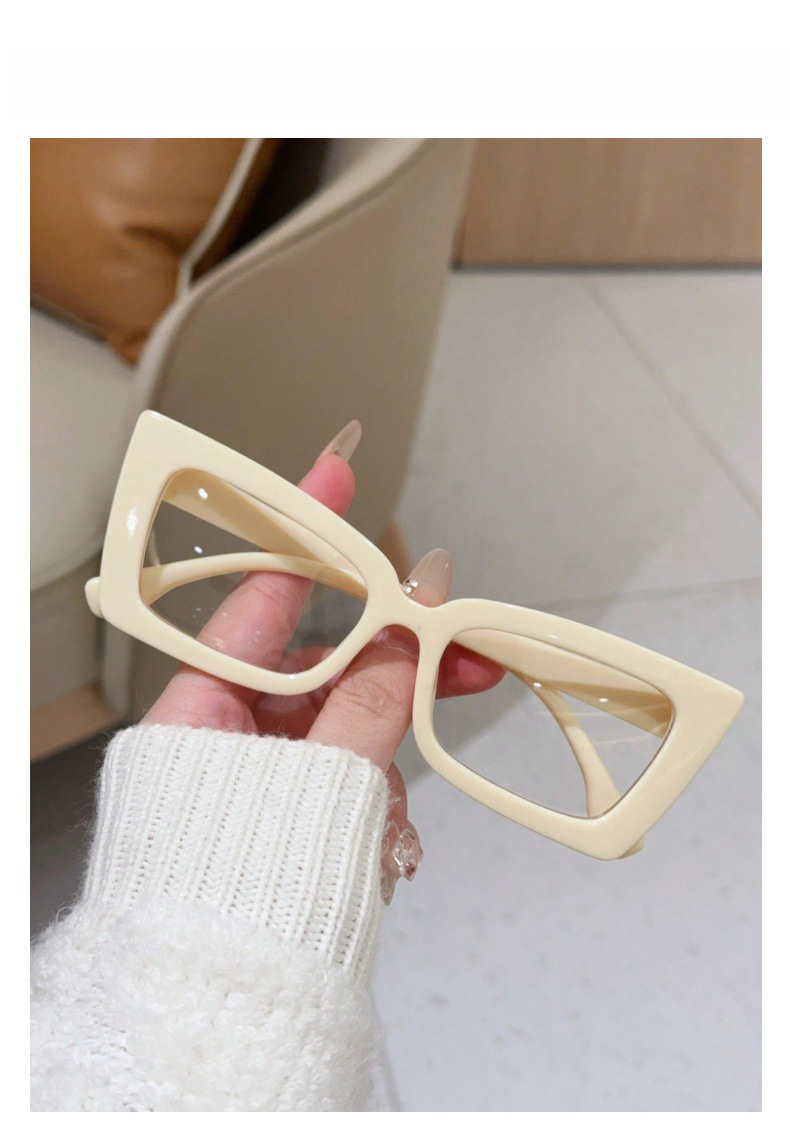 Cat Eye 2025 Square Street Style Makeup Free Plain Glasses Large Frames_voghion.com