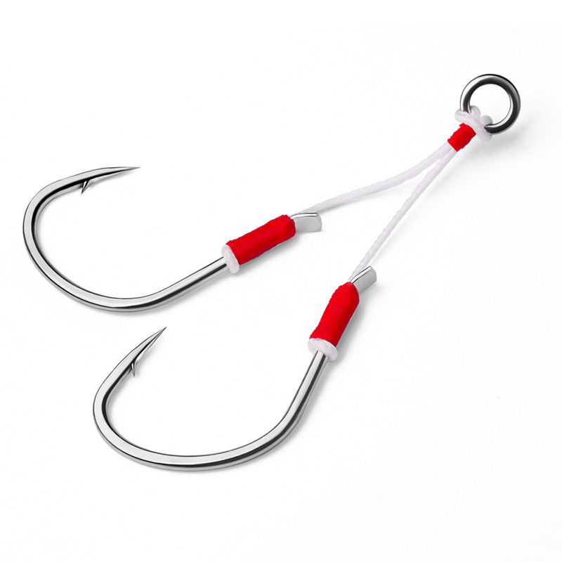 Iron Plate Lure Deep Boat Tuna Double Hair Tying Sea Fishing Assist Jigging Hook_voghion.com