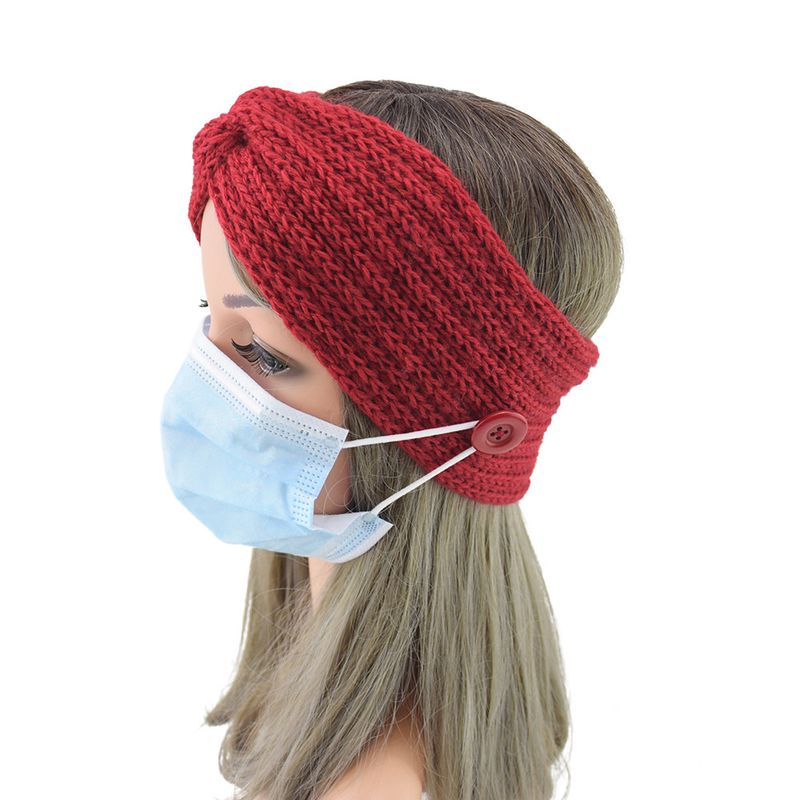 Maschera anti-strangolamento con bottone lavorato a maglia, fascia per capelli calda, accessorio per capelli autunnale e invernale, protezione per le orecchie a croce, copricapo_voghion.com