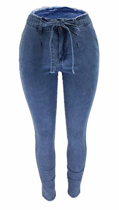 2023 automne/hiver nouveau taille moyenne coupe ajustée taille gland ceinture serré jean pour femme_voghion.com