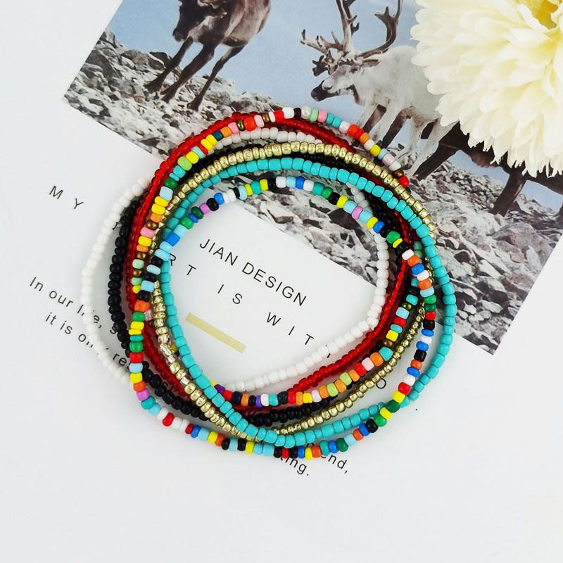 Hot Selling New Bohemian Style Colorful Seed Beads Handmade Beaded Personalized Creative Anklet_voghion.com