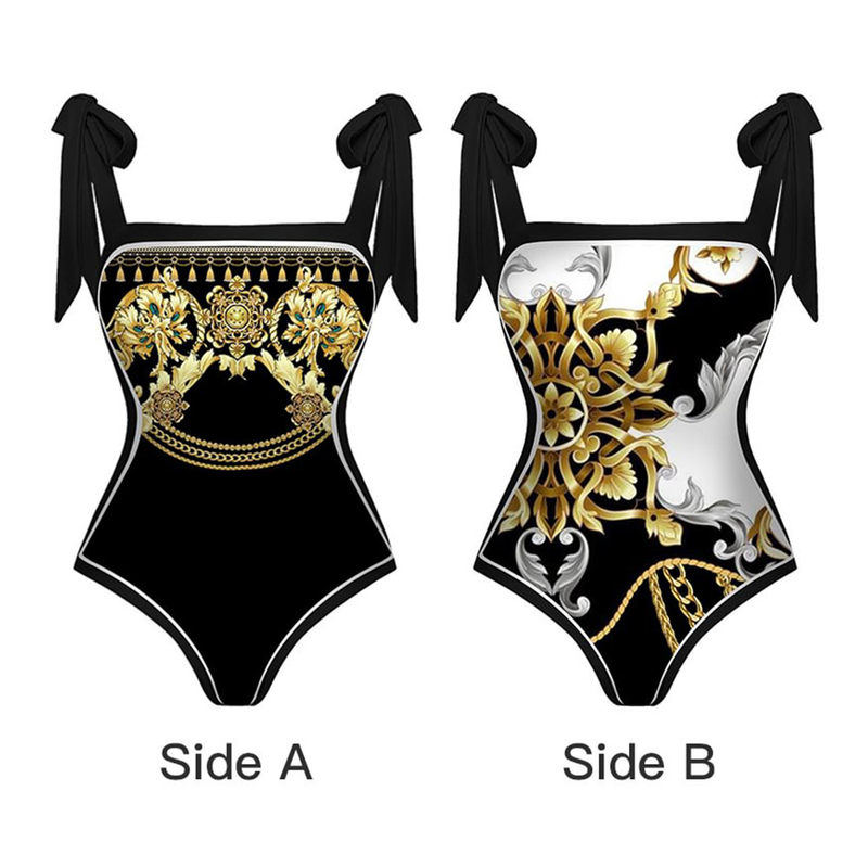 Maillot de bain une pièce noir double face pour femmes, pour vacances à la plage, de haute qualité_voghion.com