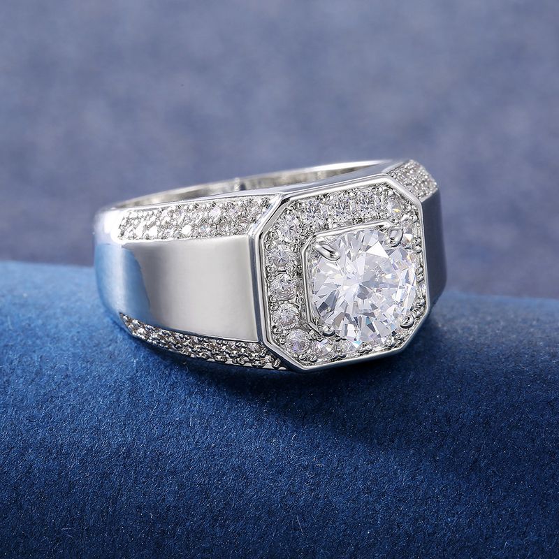 Bague de luxe exquise pour homme, plaquée argent, or blanc K, zircone simulé_voghion.com