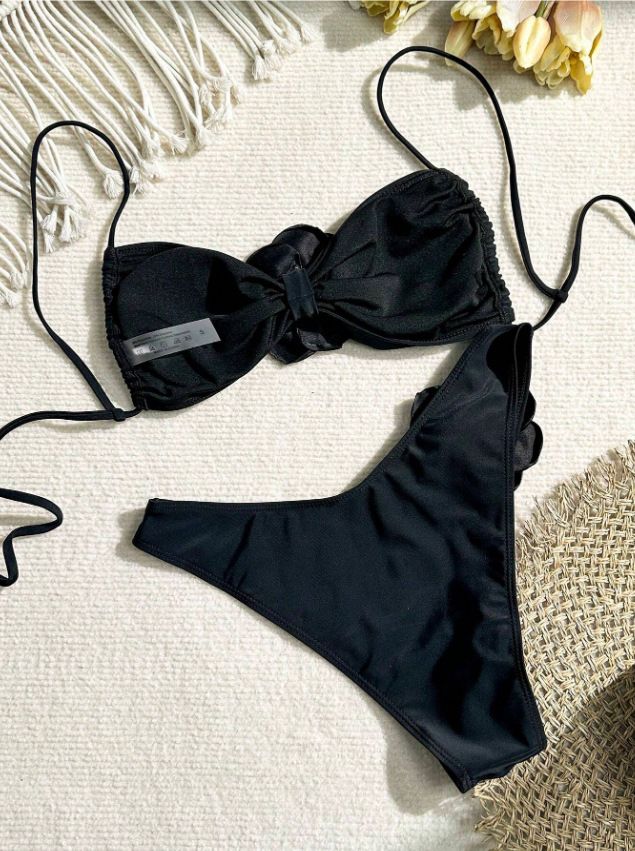 Costume da bagno bikini con fiori tridimensionali alla moda per donna_voghion.com