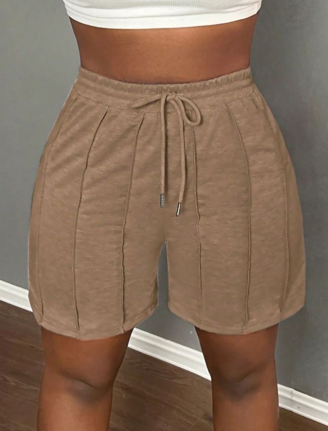 Vêtements pour femmes, loisirs d'été, sports, shorts à plis cure-dents sur le devant, pantalons de cyclisme, pantalons de sport, shorts gris clair_voghion.com