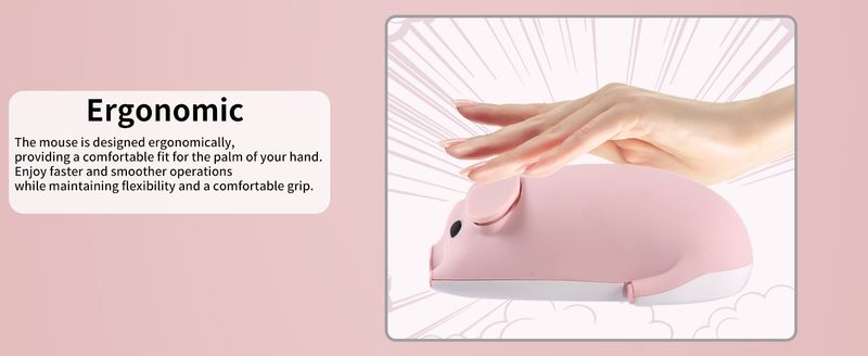 Kabellose 2,4-G-Bluetooth-Maus mit Dual-Modus, Schweine-Optik, bequemer Griff, leichtes Gewicht, niedliche Maus für den Bürogebrauch, Gaming-Geschenk_voghion.com