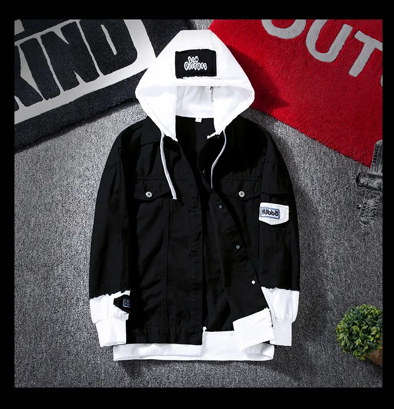 Men's Jackets Spring 2022 Red Pink Black Jeans Jacket Men Slim Streetwear Ripped Denim Hoodie Hip Hop Bomber Homme_voghion.com