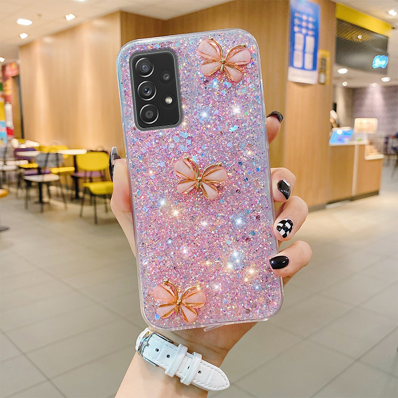 3D Kelebek Simli Payetler Yumuşak Silikon Kılıf Xiaomi POCO X3 NFC M3 F3 X2 Mi 10T Lite Mi 11 Redmi Note 7 Arka Kapak_voghion.com