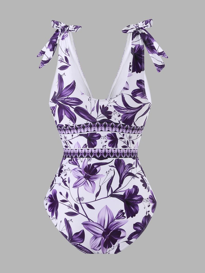 Maillot de bain une pièce sexy pour femme avec jupe fluide - Maillot de bain bikini col V pour la plage et la piscine - Contrôle du ventre et design push-up - Taille haute et séchage rapide_voghion.com