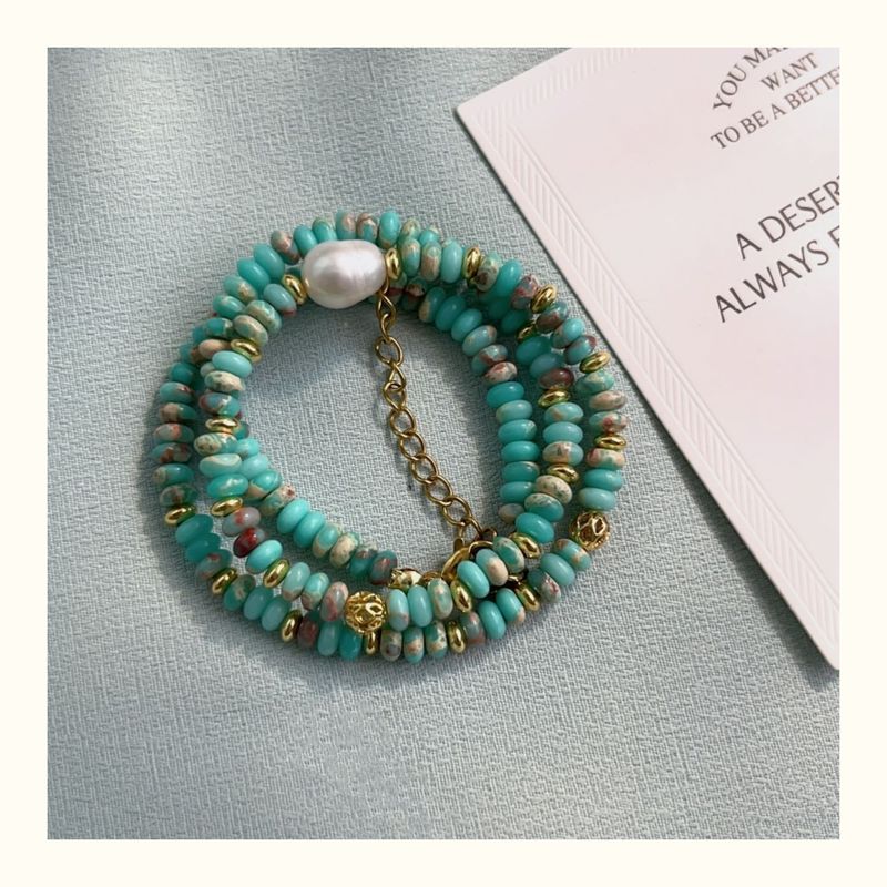 Collana con catenina per clavicola in perle d'acqua dolce turchesi e perline di lusso, stile cinese nuovo._voghion.com