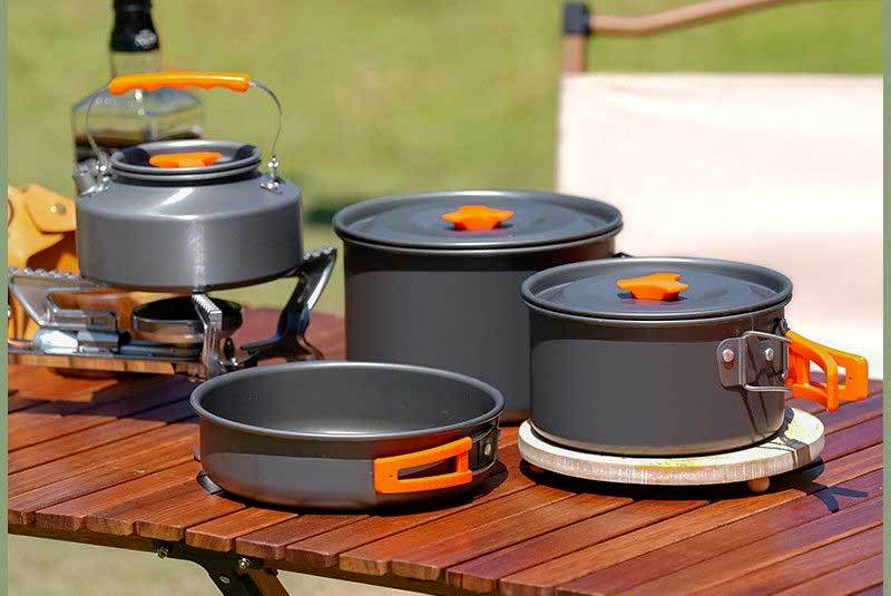 Primitive Water Boiling Kettle Portable Frying Pan Outdoor Camping Tableware Set Pot Supplies Cookware_voghion.com