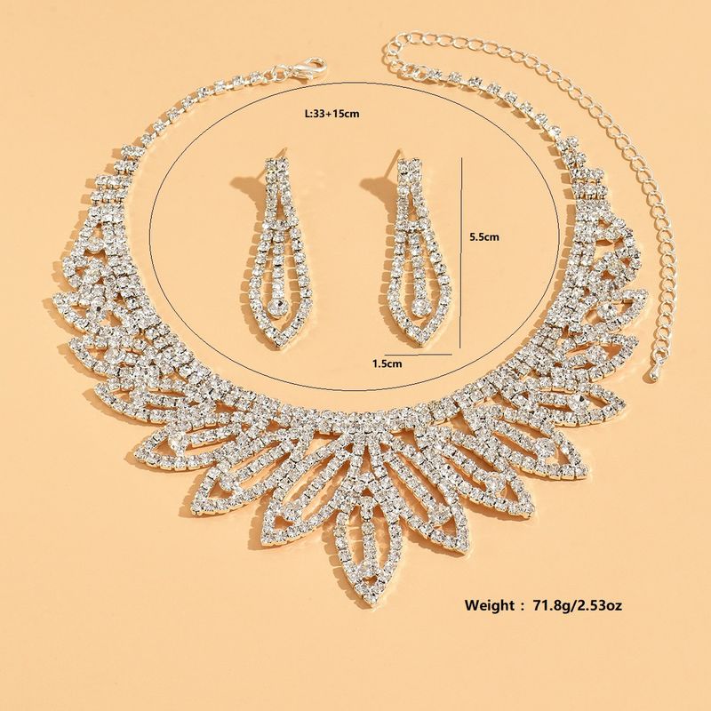 Women's Jewelry Set Noble Ladies Crystal Stone Banquet Wedding Dress Accessories Necklace Earrings Two Piece Set_voghion.com