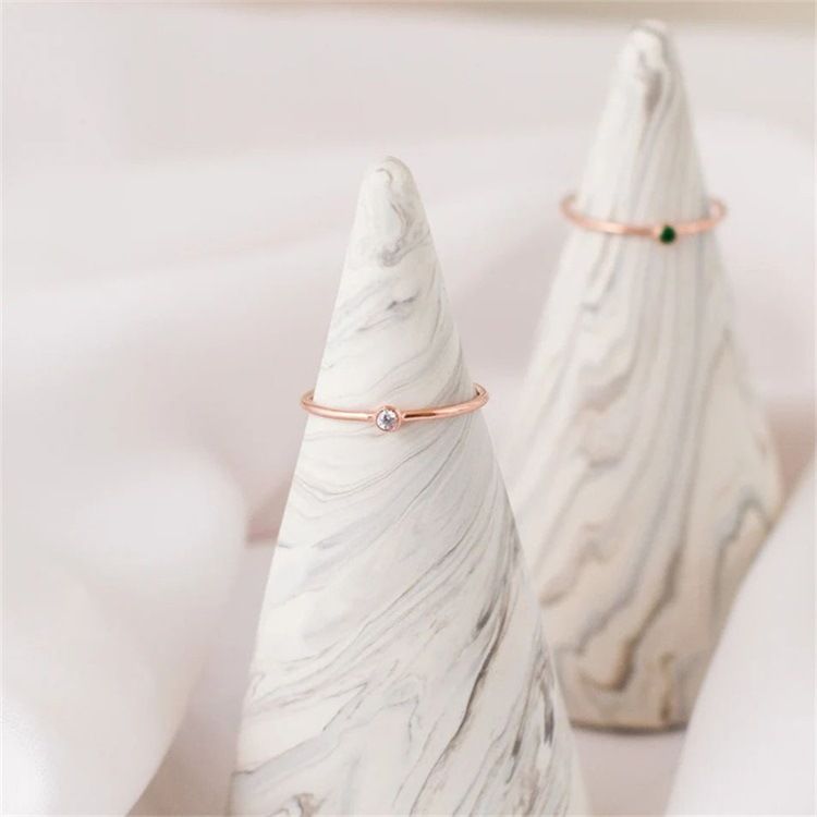 Bague en acier inoxydable pour femme, bijou simple, rond, diamant, coupe, niche, diamant, zircon_voghion.com