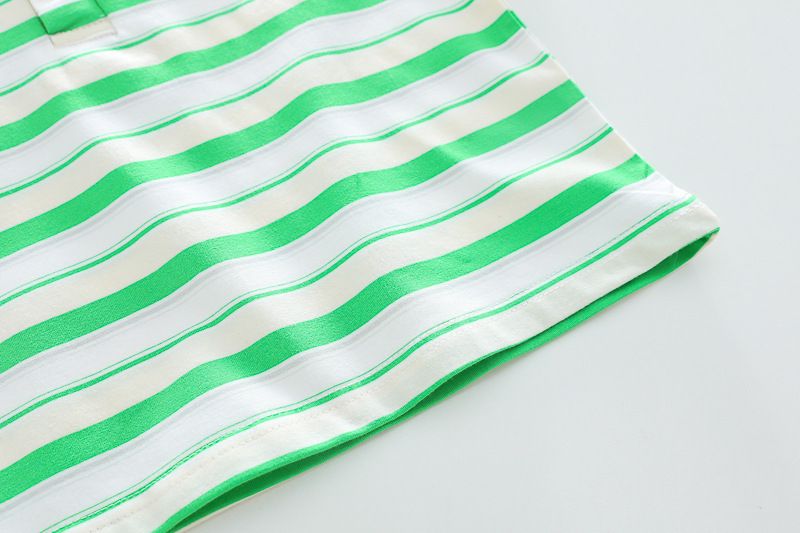 Children's Striped Embroidered Teddy Bear Short Sleeved Set, Trendy 1-4 Year Old New 2024 Summer Boys' Clothing_voghion.com