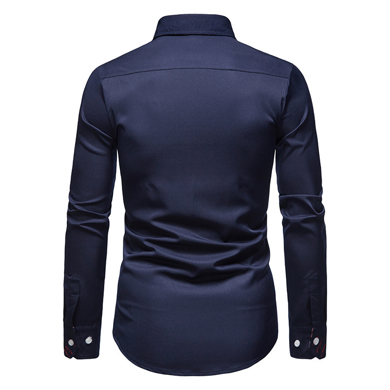 Abbigliamento da uomo Camicie a maniche lungheCamicie casual da ragazzo con risvolto slim fit color-block_voghion.com
