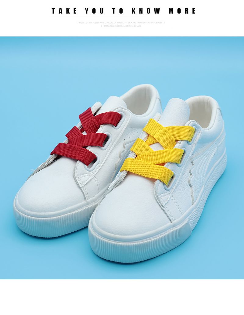 Laccio per scarpe Laccio per scarpe in maglia piatta Poliestere Cavo Doppio Colore unito Corda per scarpe_voghion.com
