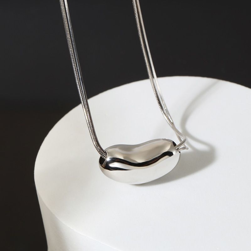 Collana con berretto in argento Sterling "Lovesick Bean" in stile INS, nicchia per blogger, placcata in RH, con catena a collo alto_voghion.com