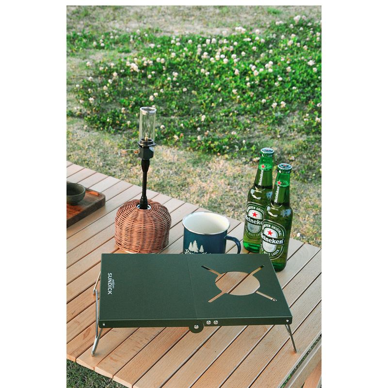 Mesa de liga de alumínio isolada dobrável para áreas externas pode ser combinada com fogão aranha SOTO para bolsa de armazenamento portátil_voghion.com