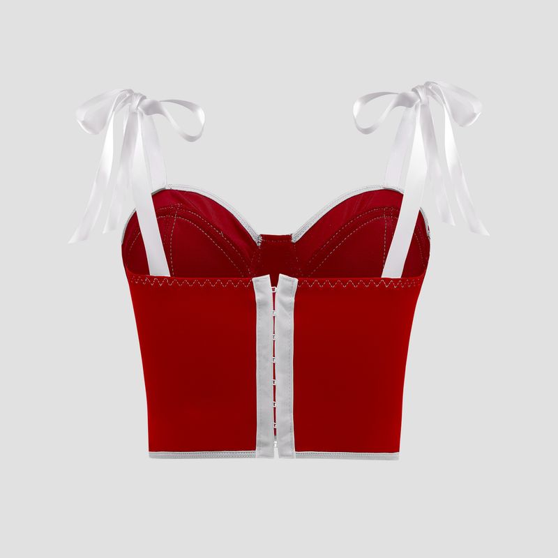 Canotta a spina di pesce con anello in acciaio, vestibilità attillata, versatile, con ombelico esposto, sexy, con spalline in contrasto di colore, 60712_voghion.com