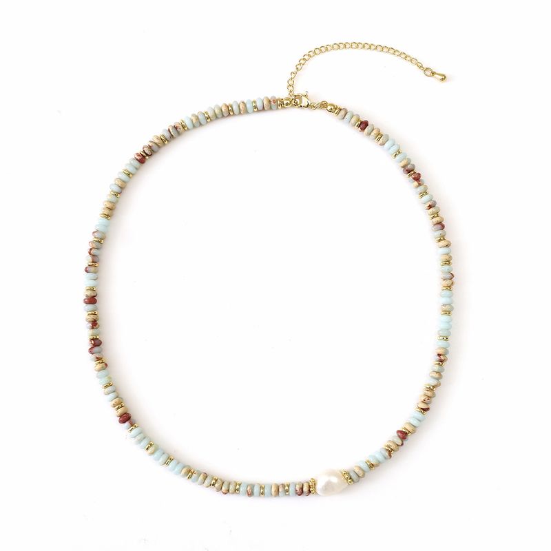 Collier de perles d'eau douce de haute qualité pour femme, bijou léger et luxueux, avec pierres naturelles colorées et perles cousues, chaîne de pull empilée_voghion.com