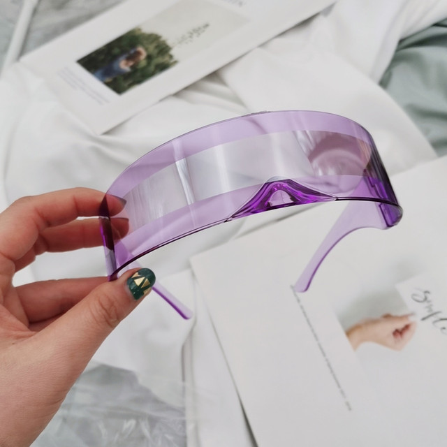 Occhiali da sole futuristici da donna con visiera stretta Occhiali da vista laser Personalità Occhiali da vista con lenti a specchio Occhiali integrati Occhiali da sole da uomo_voghion.com
