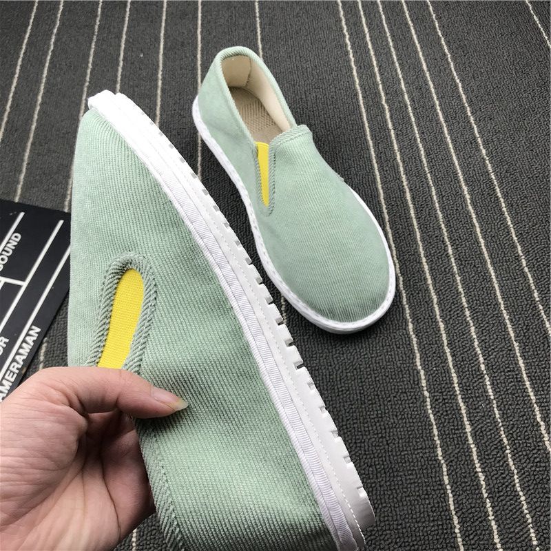 Ademende gele stoffen schoenen, casual instappers voor koppels_voghion.com