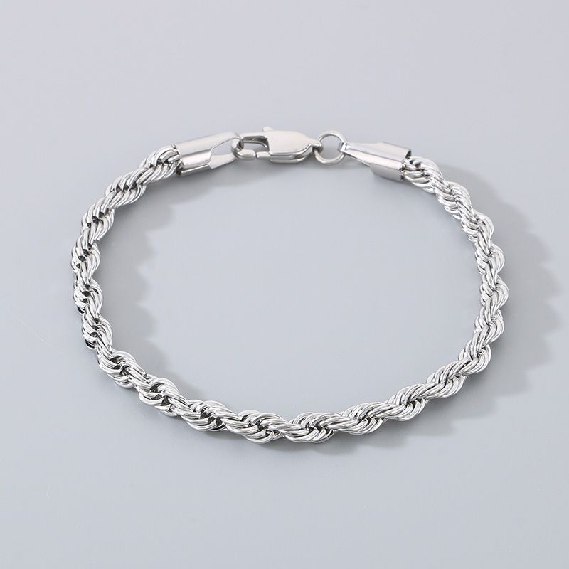 Mode einfache schlichte Titan Stahl Twist Figaro Armband kubanischen Herren Kette Schmuck_voghion.com