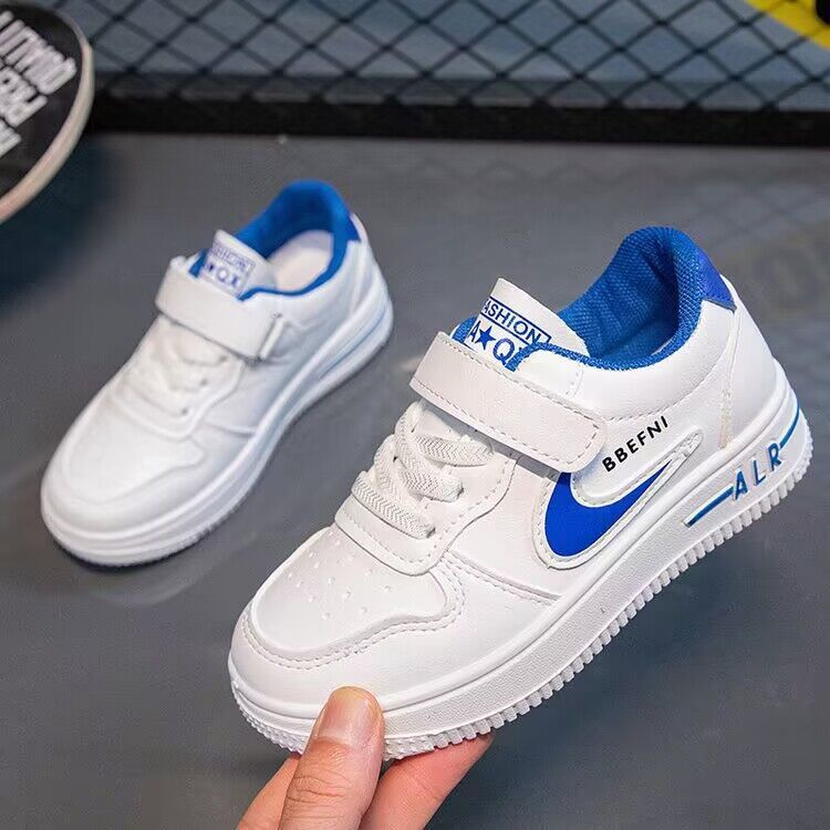 Δερμάτινα Small White 2023 Άνοιξη Νέα Αγόρια Κορίτσια Star Velcro Κορεατική Έκδοση Μεσαία και Μεγάλα Παιδικά Παπούτσια Σανίδα_voghion.com