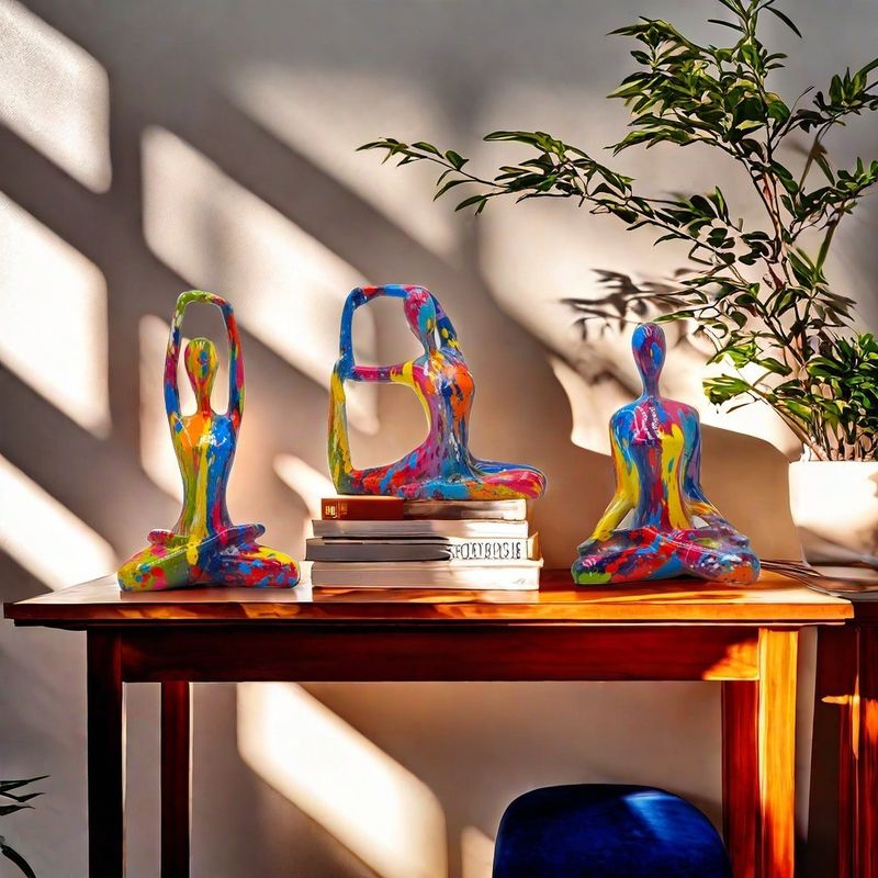 Creative Water Transfer Printing Abstract Colorful Yoga Figure High-End Luxury Home Table Decoration Crafts_voghion.com