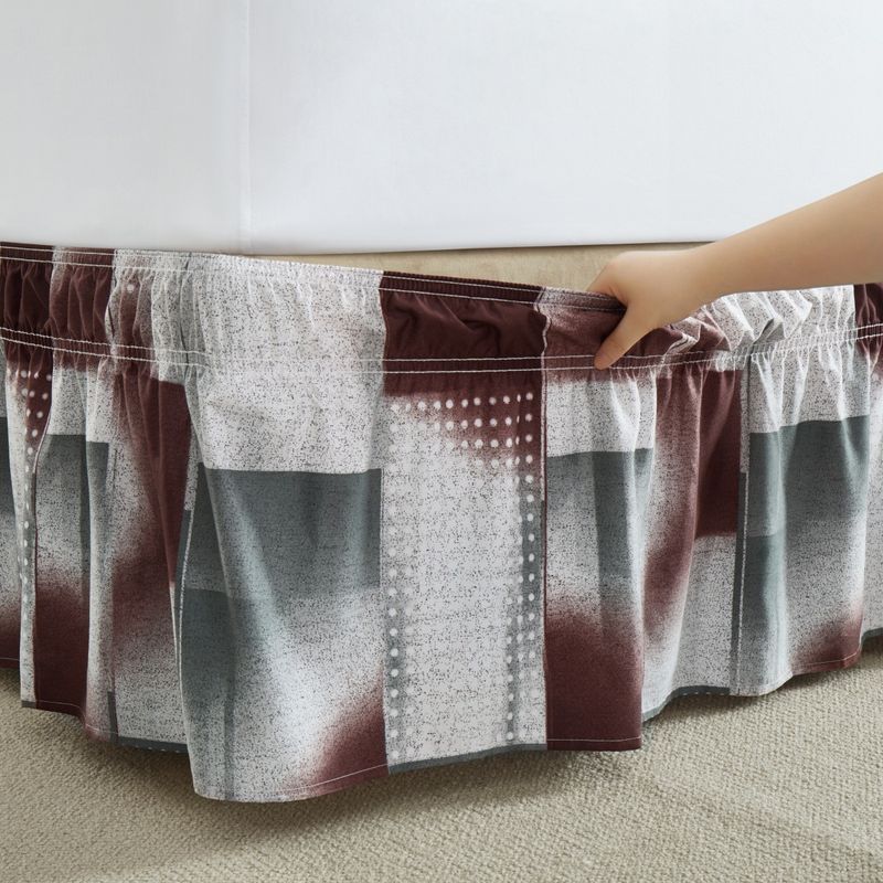 Geometric Plaid Bed Skirt - Elastic Ruffle Bedding Wrap For Hotel & Home (Single Piece, Premium Quality)_voghion.com