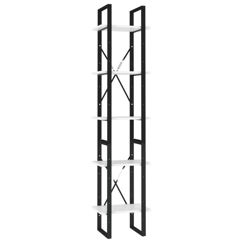 5-Tier Book Cabinet White 15.7"x11.8"x68.9" Engineered Wood_voghion.com