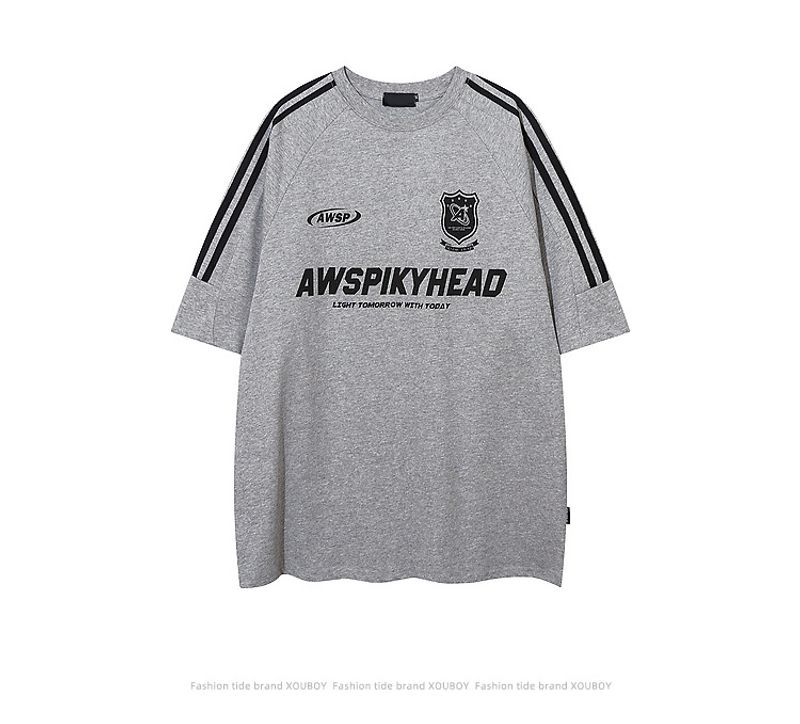 YPRS American Side Striped Niche Ball Suit Short Sleeved T-shirt Men's And Women's Loose Oversized Top_voghion.com