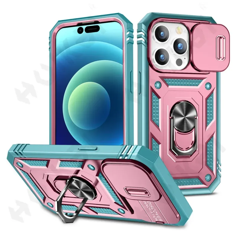 Case For 16 Iphone 15 Max 14 Pro 13 12 11 Slide Camera Heavy Duty Build In 360 Degree Rotate Kickstand Cover_voghion.com