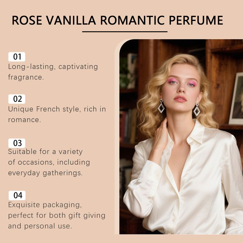 Eau de Toilette portatile quotidiana a strati, dolce e delicata, alla rosa e vaniglia, fragranza romantica francese_voghion.com