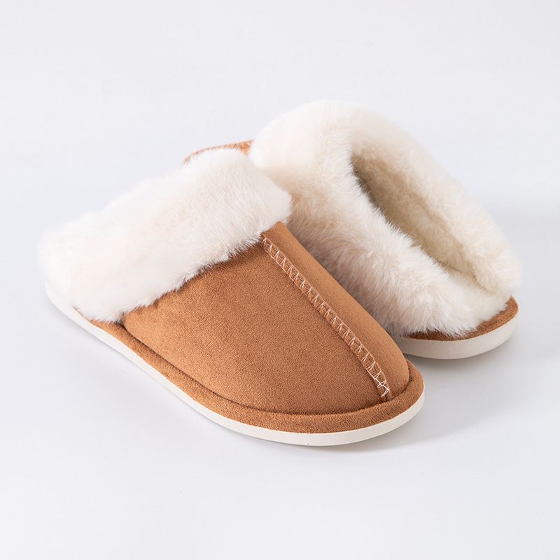 Cotton Autumn Winter Memory Foam Suede Fleece Warm Indoor Home Slippers For Men And Women_voghion.com