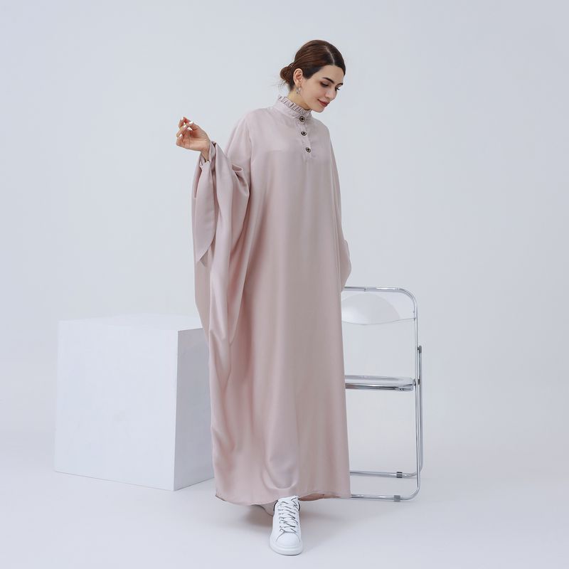 Damenbekleidung Langes Swing-Kleid in Volltonfarbe_voghion.com