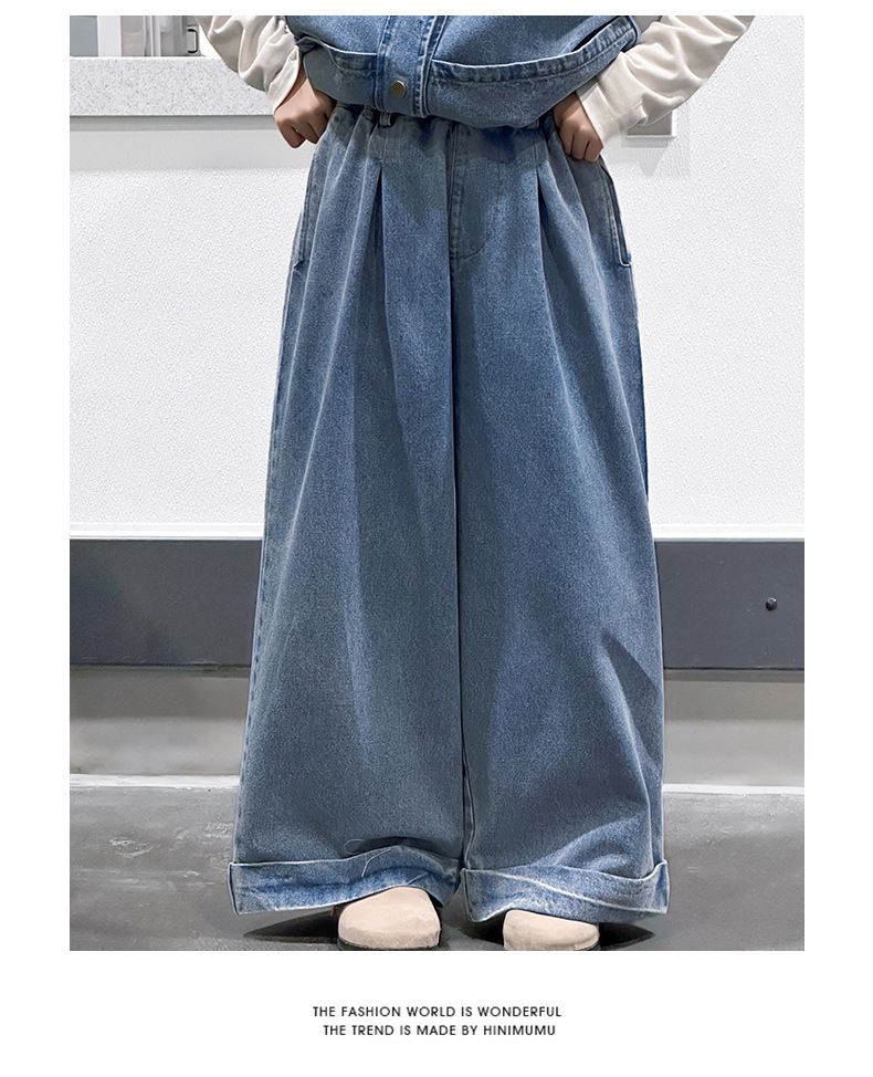 Kinderbekleidung für Mädchen, Anzüge für den Frühling, neu, mittlere und große Jeansweste für Kinder, Hemd mit innerer Hose und weitem Bein, dreiteiliger Anzug_voghion.com