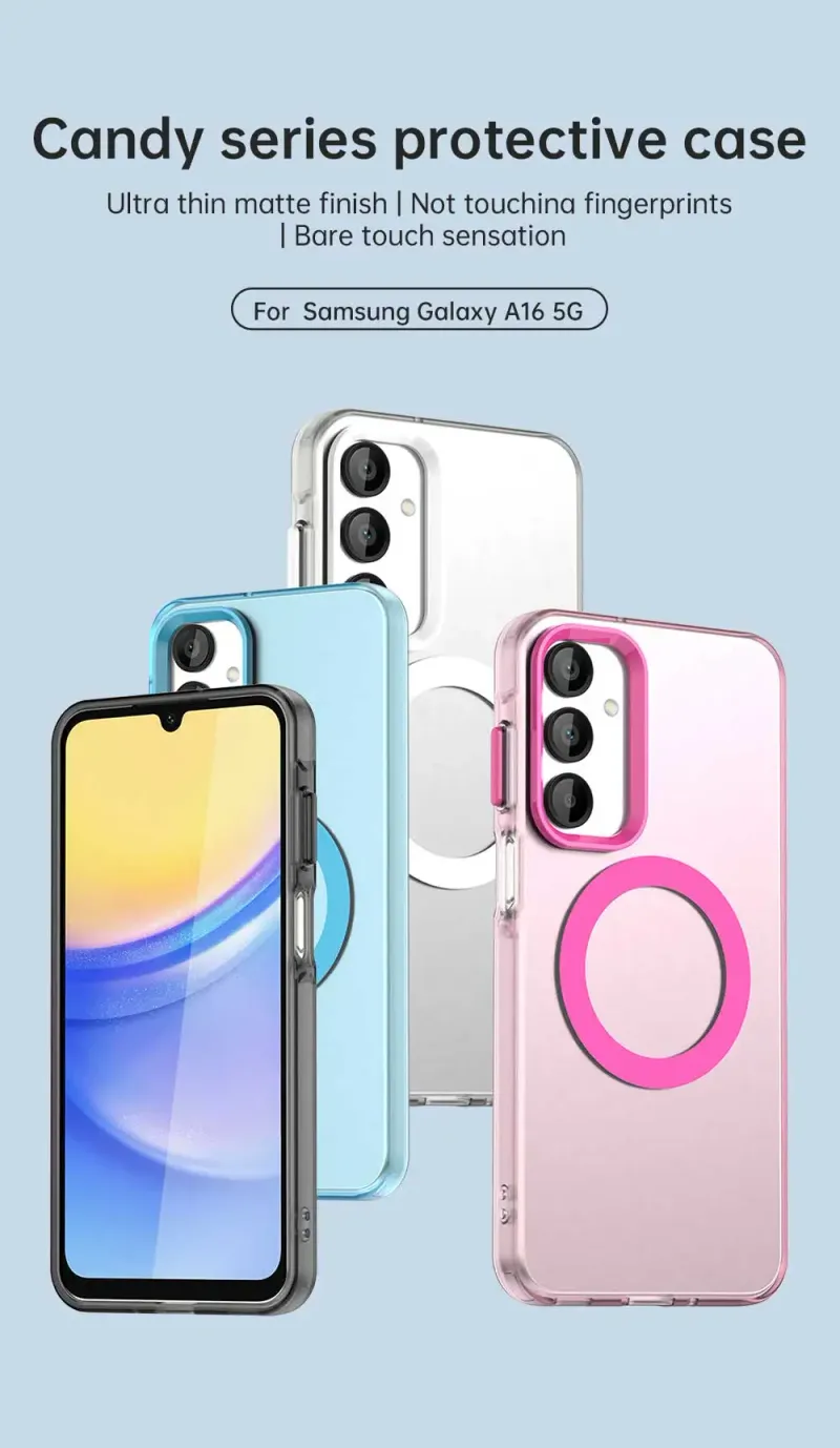 Capa de carregamento magnético sem fio para Samsung Galaxy A16 A26 A36 A56 A15 A25 A35 A55 5G A06 A05 A05s Silicone fosco Candy_voghion.com