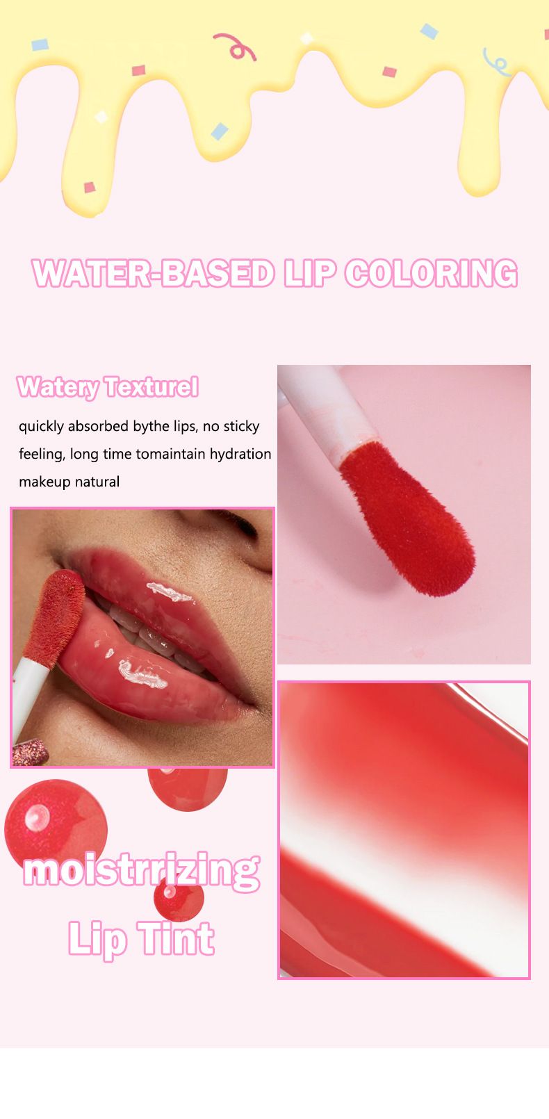 Brilho labial Penifen Batom aquarela Streamer à prova d'água Blush líquido hidratante à prova d'água Espelho à prova d'água Vidro Esmalte labial líquido_voghion.com