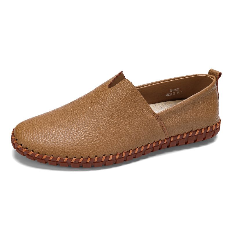TerraStride Große Slipper, handgefertigt, genäht, für Frühling und Sommer, Oberschicht aus Rindsleder, hohl, Herren-Lederschuhe_voghion.com