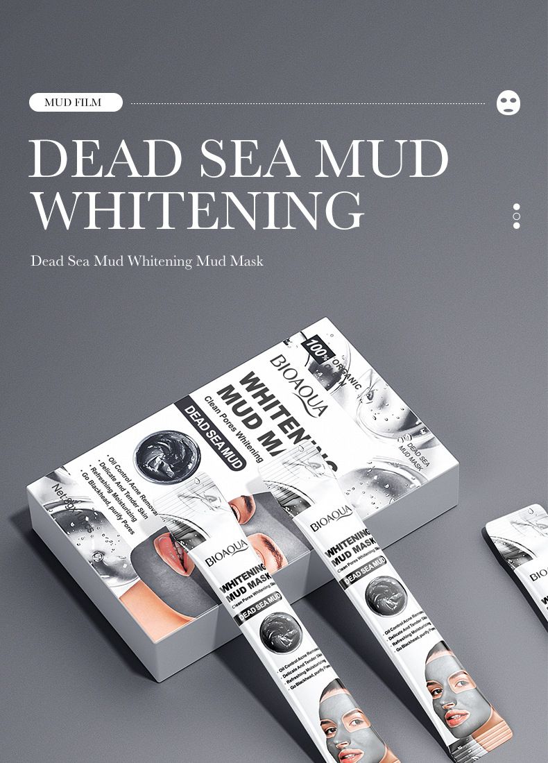 BIOAOUA Dead Sea Mud Whitening Mud Mask 8gx10pcs Hydrating Oil Control Cleansing Mask Moisturizing Mask_voghion.com